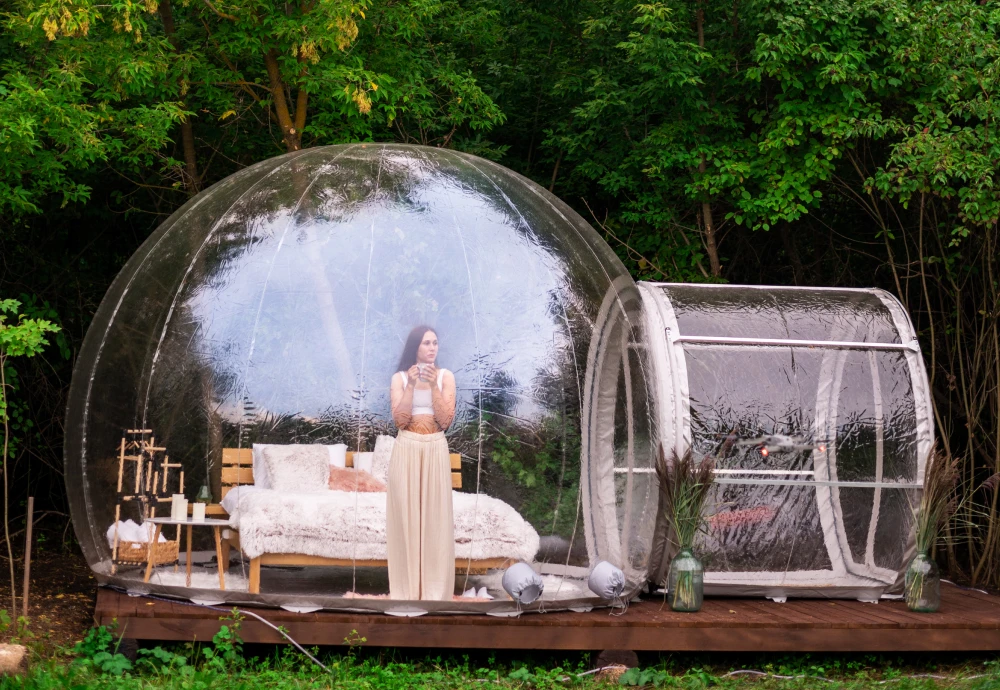 sleeping in a bubble tent